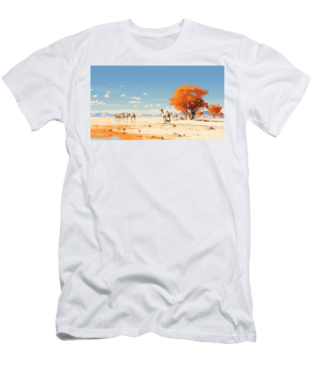 1 a Group of Exotic Endagered Camel Walking in a Bb Ee Ac DC By Asar Studios Artistic Rifki T-Shirt