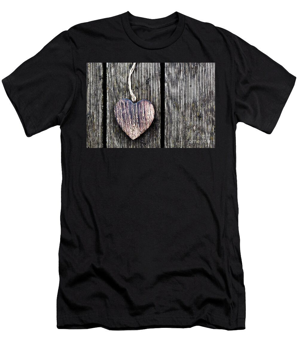 1 a Wooden Vintage Heart on Grunge Wood Planks Michal Bednarek T-Shirt