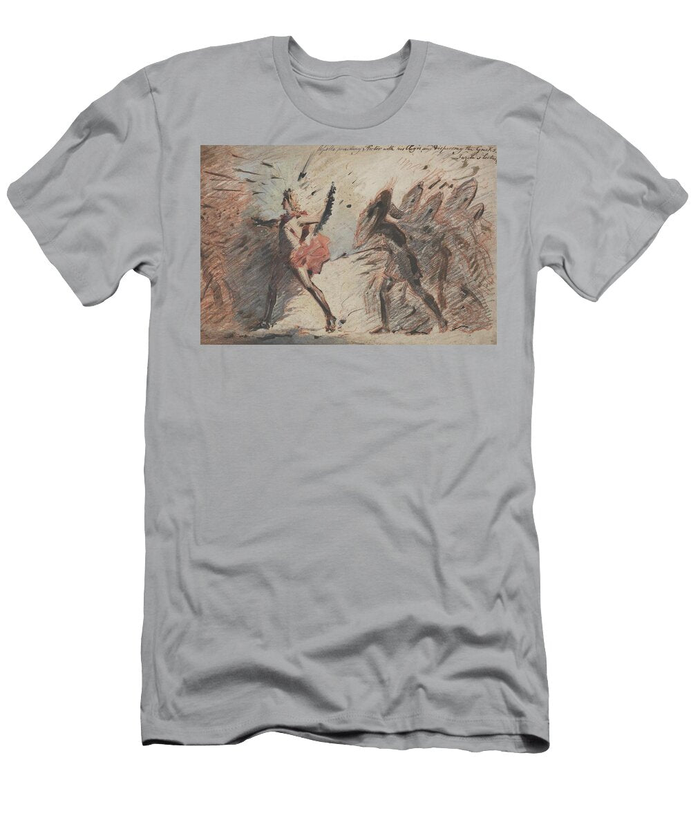 1 Apollo Preceding Hector with His Aegis and Dispersing the Greeks Fuselis Lectures John Flaxman T-Shirt