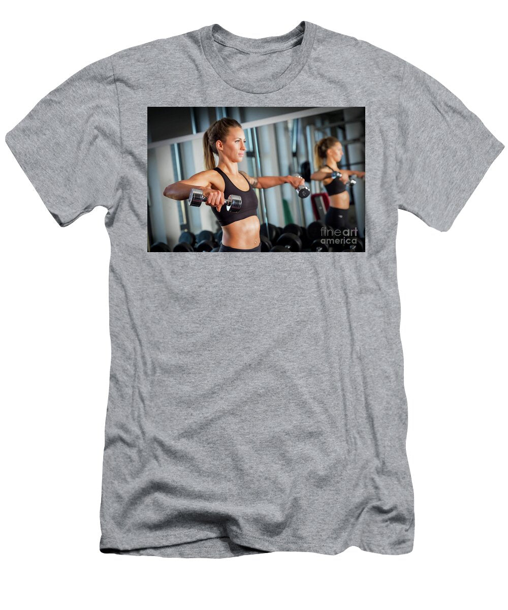 1 Attractive Woman Weightlifting At the Gym Michal Bednarek T-Shirt