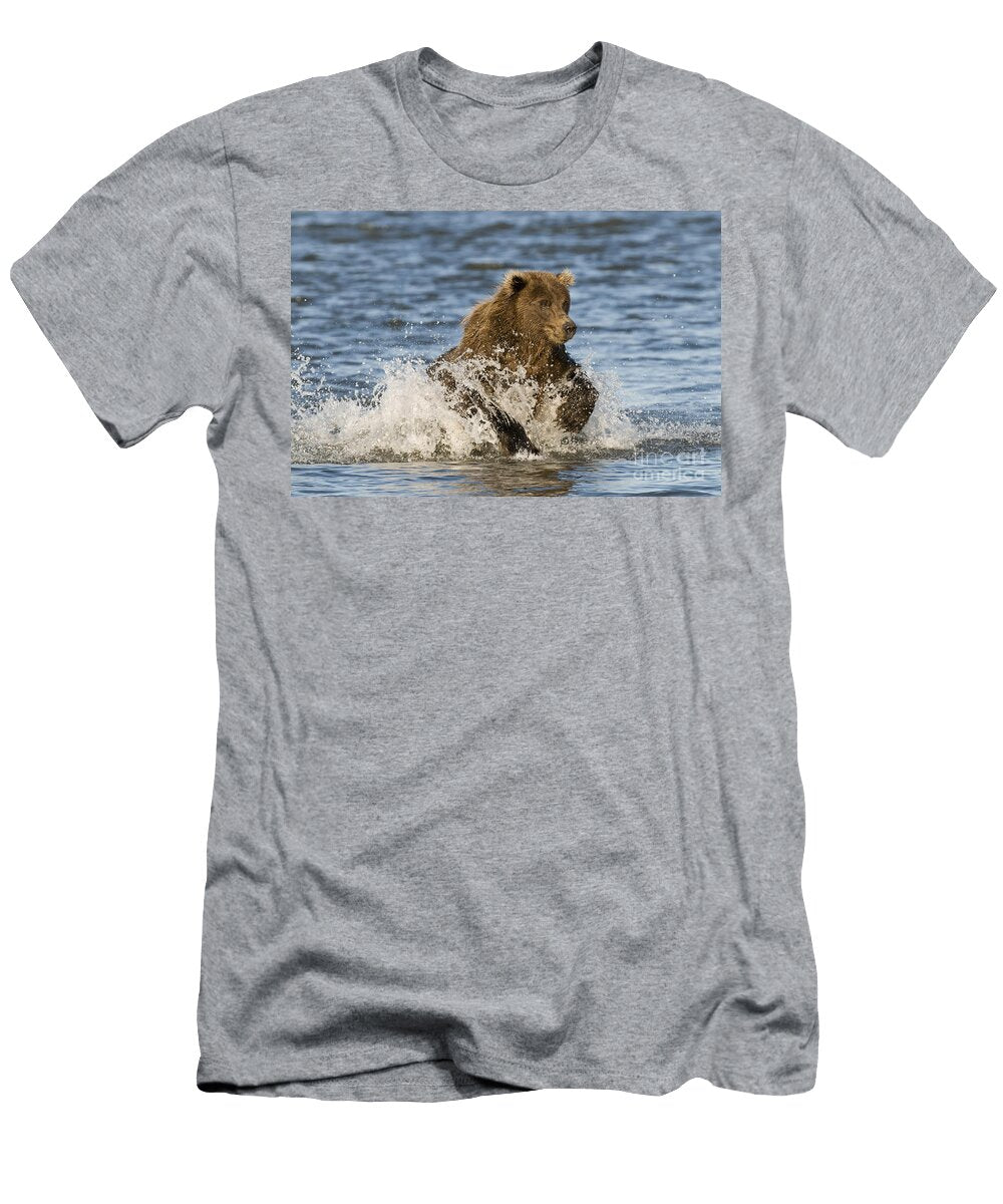 1 Brown Bear Chasing Salmon William H Mullins T-Shirt