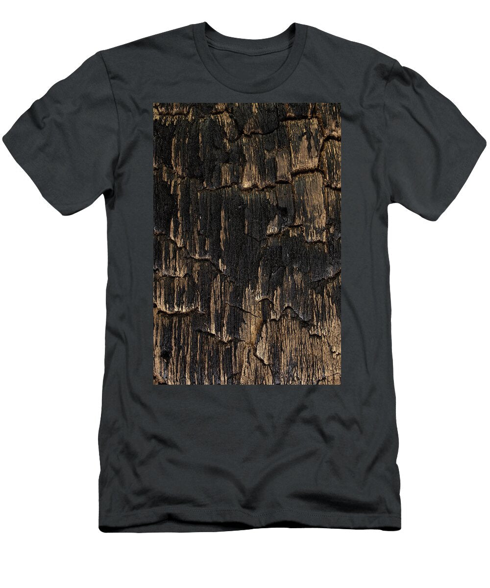 1 Burn Charred Wood Board Black Burned Timber Texture Banner with Dorin Puha T-Shirt