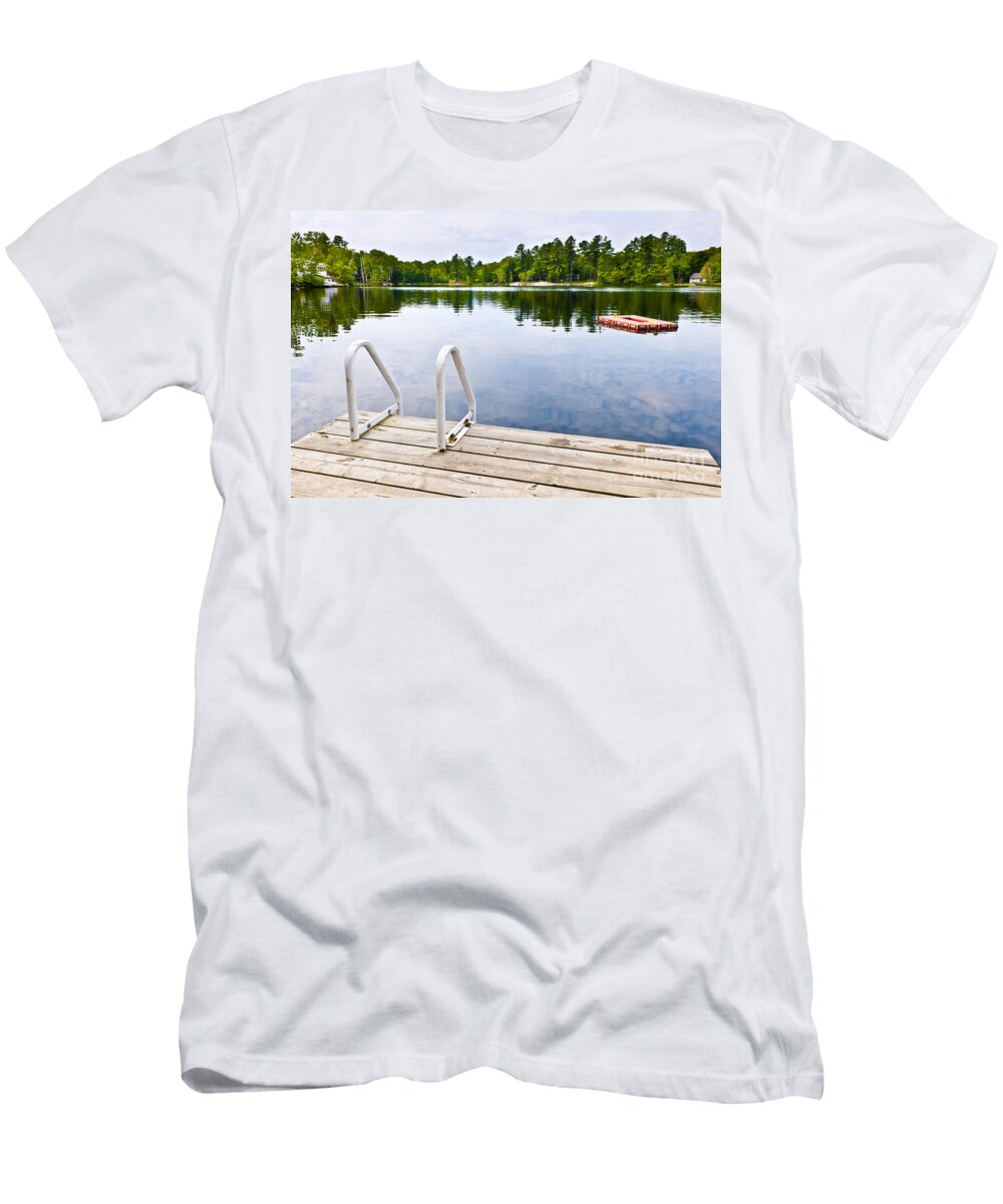 1 Dock on Calm Lake in Cottage Country Elena Elisseeva T-Shirt