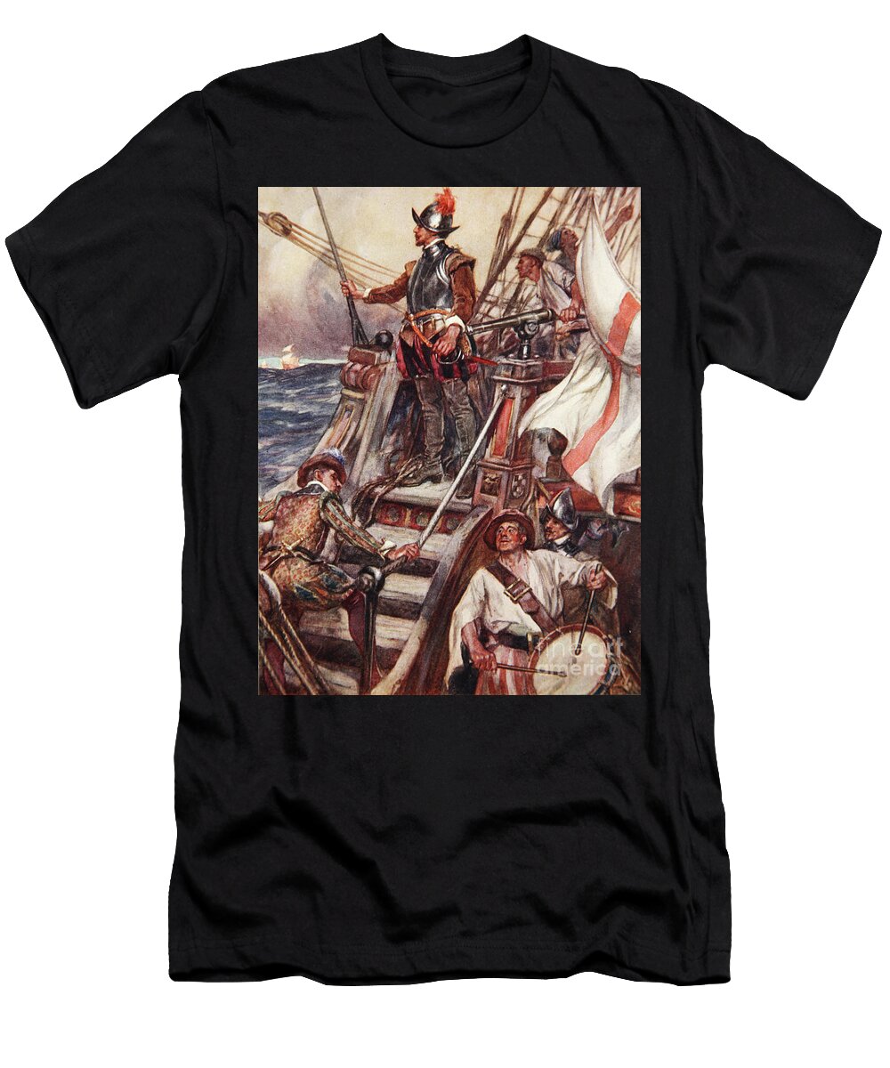 1 Drakes Drum Illustration From Drakes Drum and Other Songs of the Sea By Henry Newbolt 1862 1938 1905 Arthur David Mccormick T-Shirt