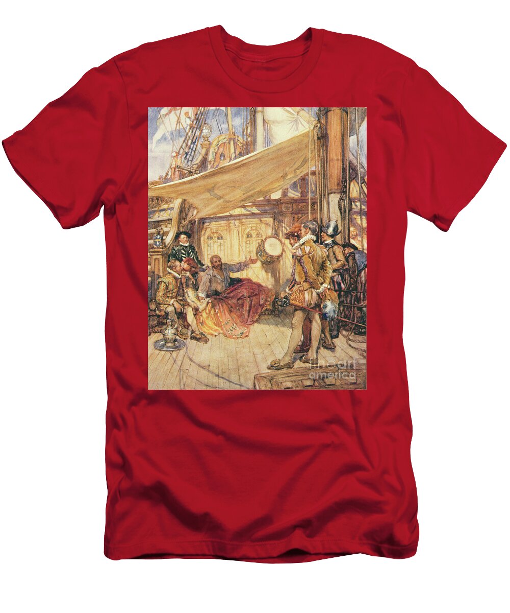 1 Drakes Drum Illustration From Drakes Drum and Other Songs of the Sea By Henry Newbolt 1862 1938 Arthur David Mccormick T-Shirt