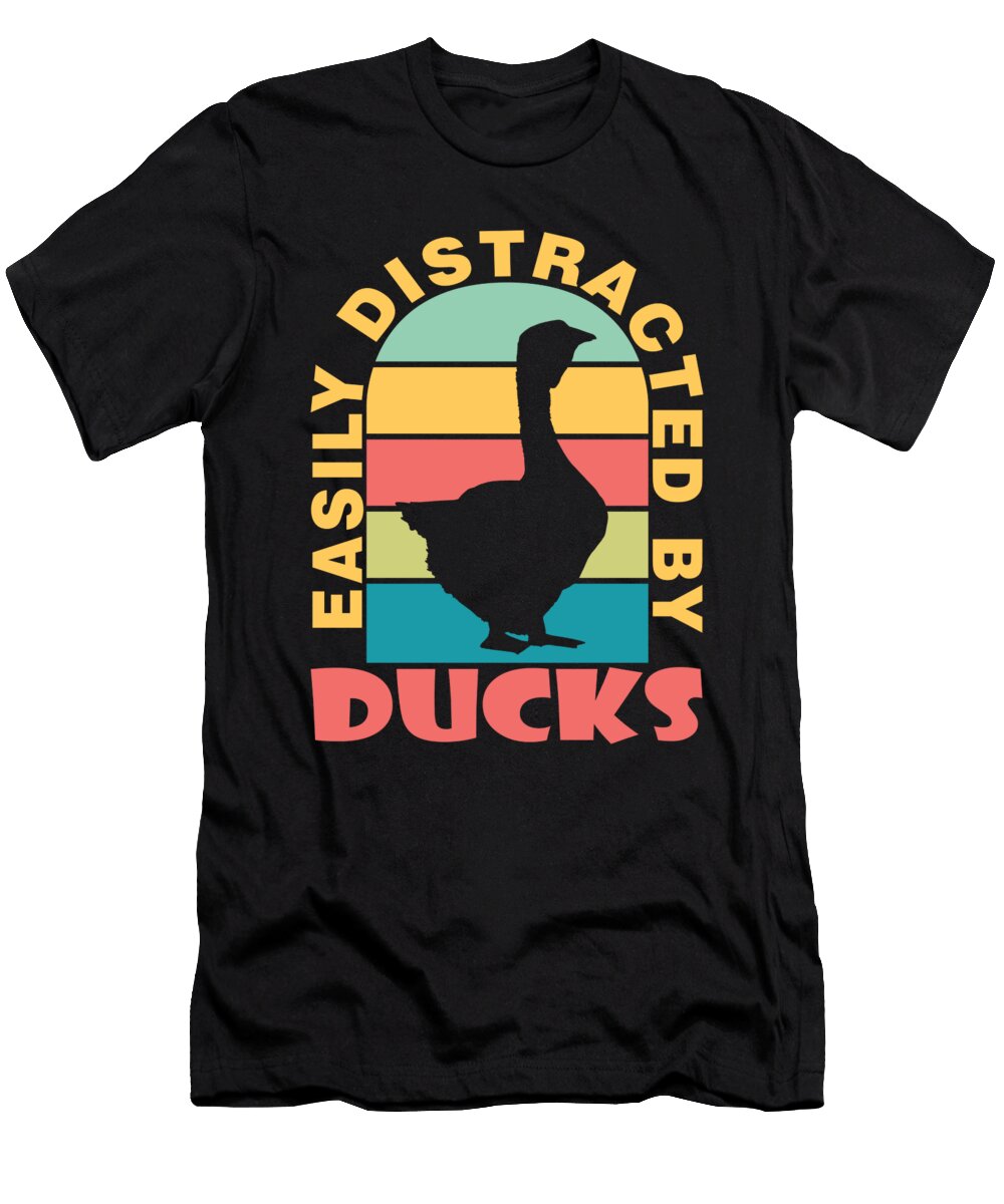 1 Easily Distracted By Ducks Duck Bird Moon T-Shirt