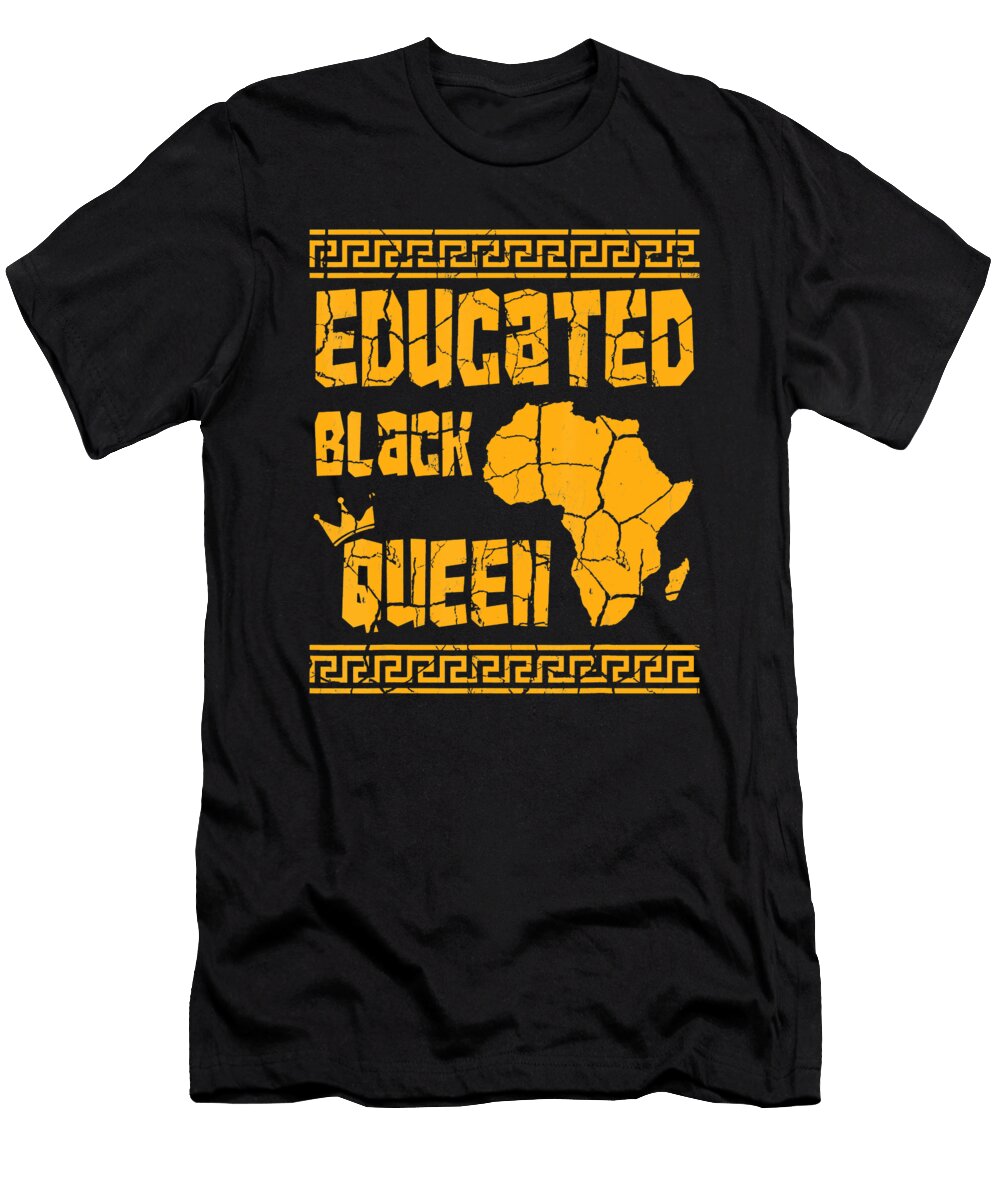 1 Educated Black Queen Class of 2021 Girl Graduation Leopard Png Black Girl Png Black Queen Png Tu Hoang T-Shirt