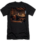 1 Elderly Scholar Reading in Rustic Library with Warm Lamp Light Anthony Dezenzio T-Shirt