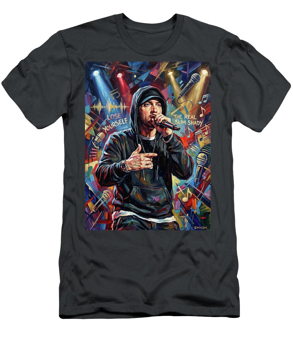 1 Eminem Abstract Portrait Art of Music Icons Iconic Musicians Legend Paint Sampadart Gallery T-Shirt