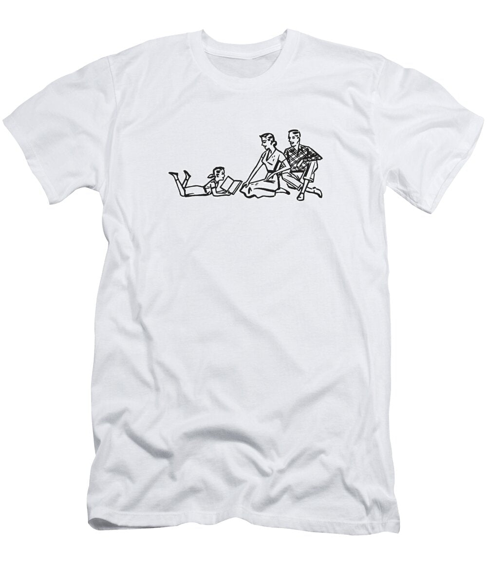 1 Family of Three Listening to Girl Read Csa Images T-Shirt