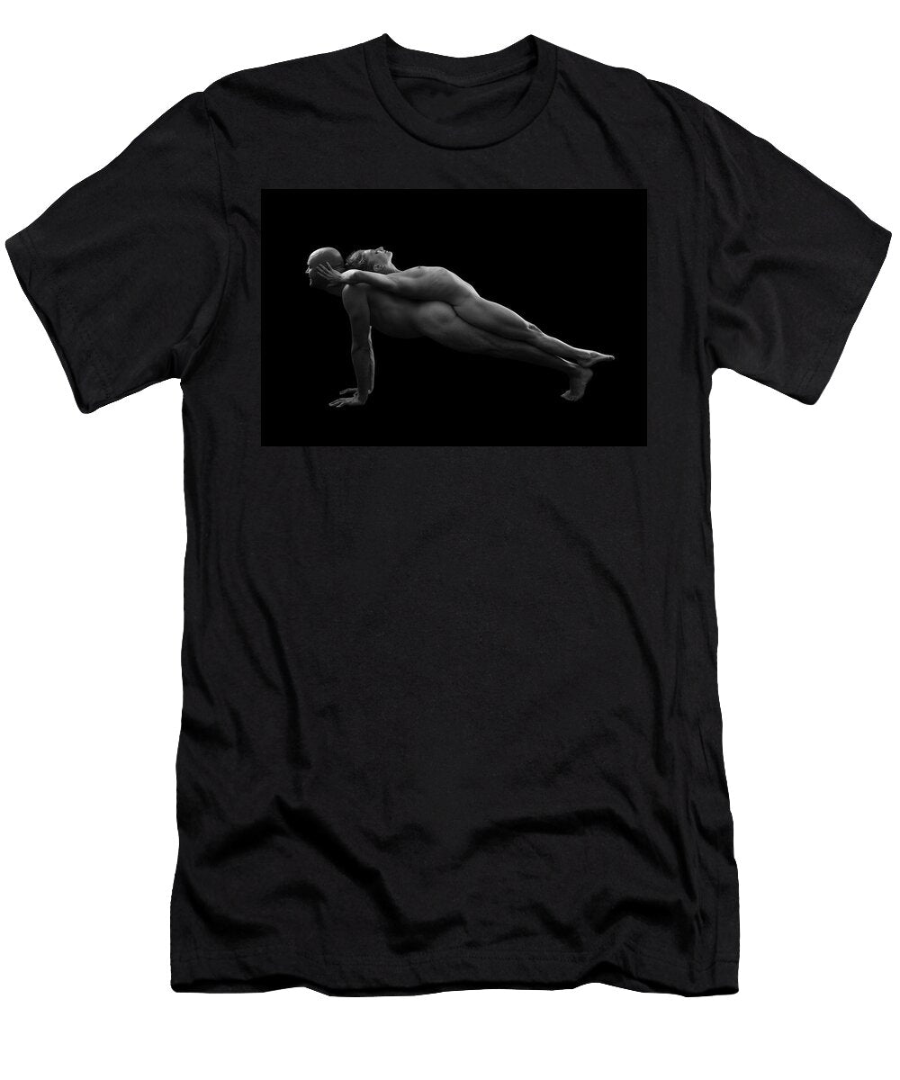 1 Female Model Lying on Back of Male Panoramic Images T-Shirt