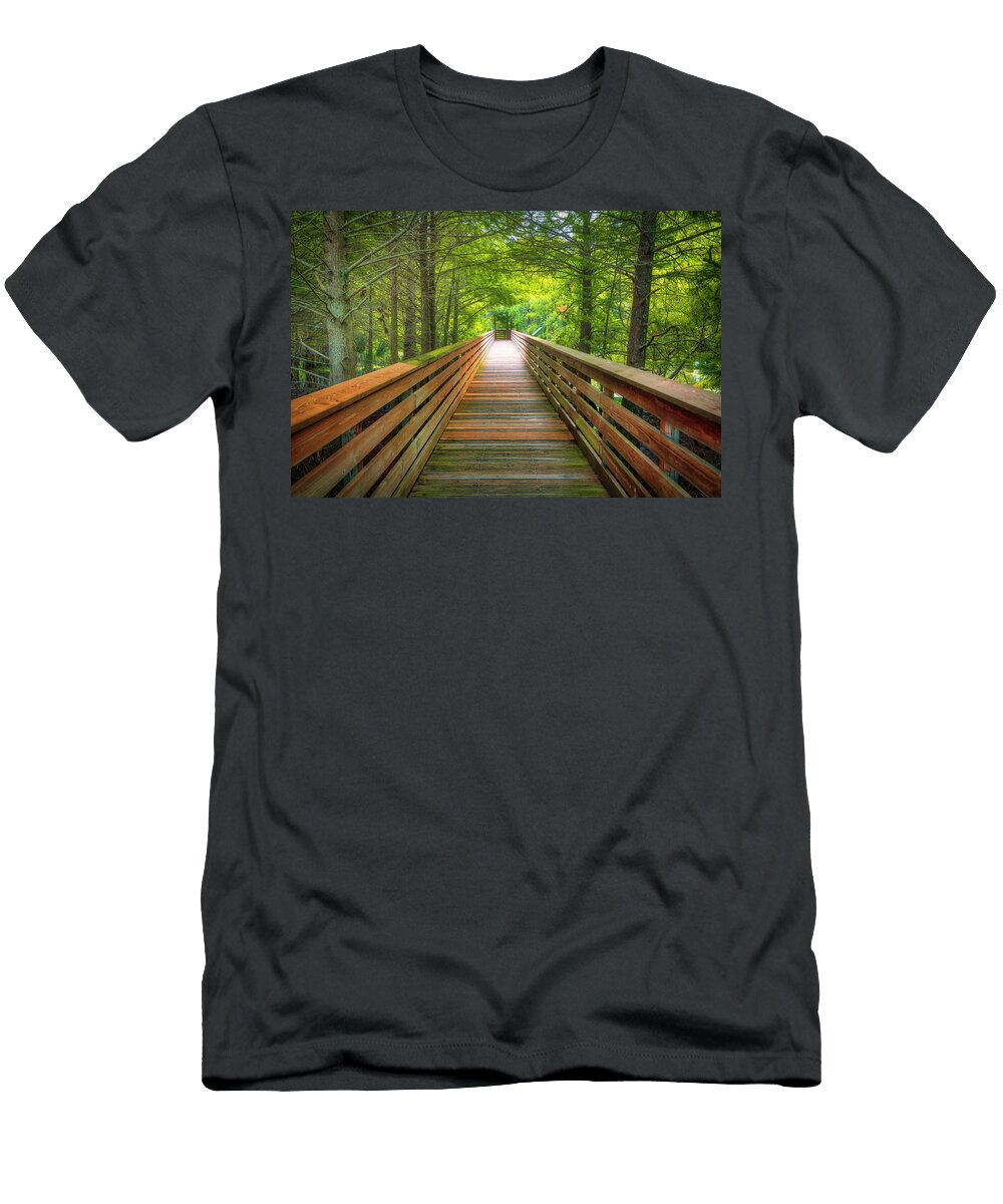1 Florida Boynton Beach Green Cay Nature Center Wetlands Wooden Footpath in the Woods Laura Diez T-Shirt