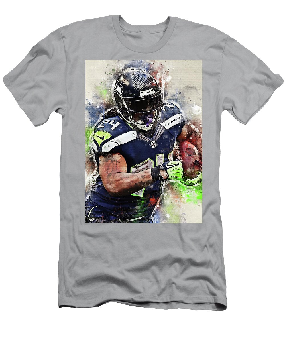 1 Football Art Seattle Seahawks Player Marshawn Lynch Marshawnlynch Marshawn Lynch Marshawnterrelllync Wrenn Huber T-Shirt