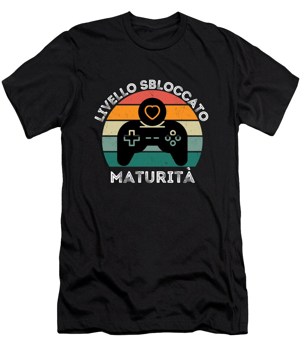 1 Funny Gamer Gift Level Diploma Maturity Controller Aukee T-Shirt