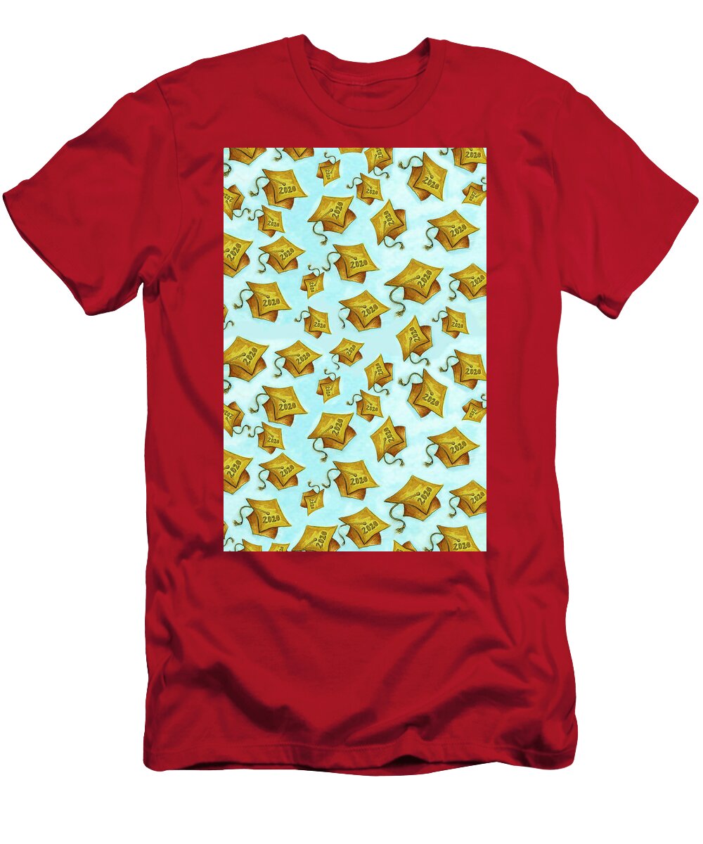 1 Golden Graduation Hat Class of 2020 Pattern Iris Richardson T-Shirt