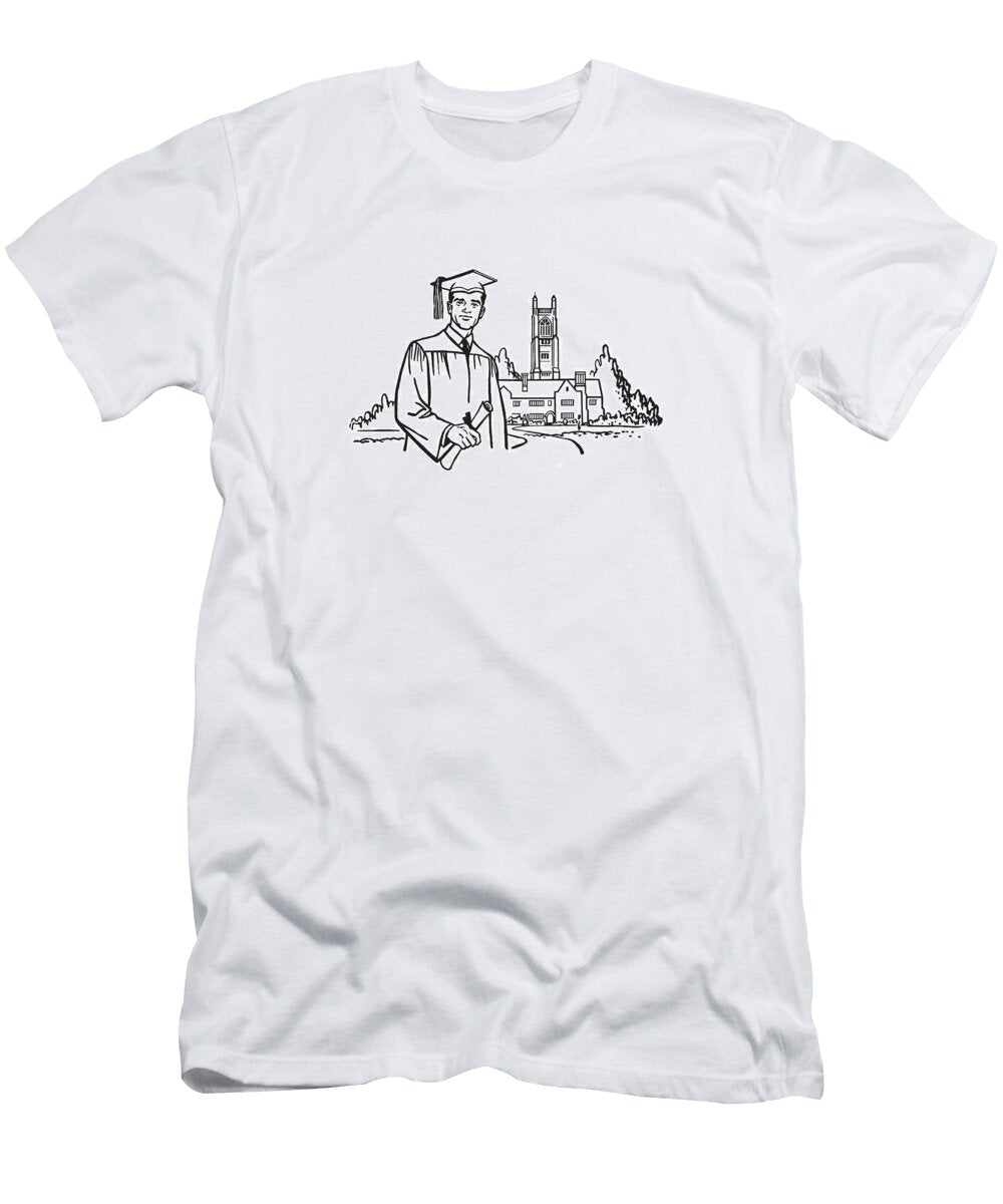 1 Graduate Standing in Front of Building Csa Images T-Shirt