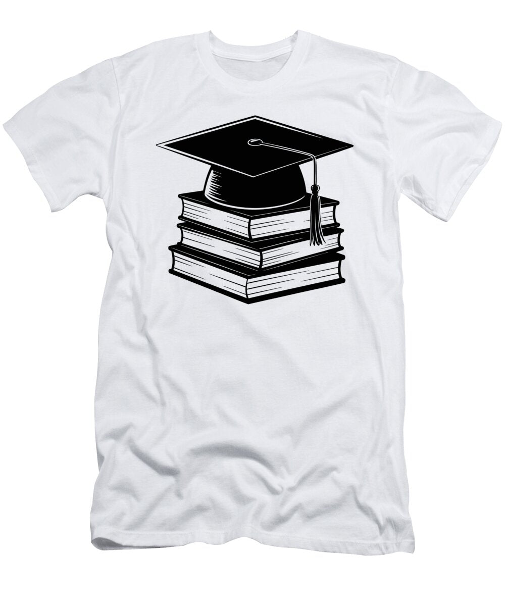 1 Graduation Cap on Book Stack Joanna Redesiuk T-Shirt
