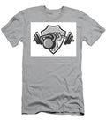 1 Hand Lifting Barbell Kettlebell Crest Grayscale Aloysius Patrimonio T-Shirt