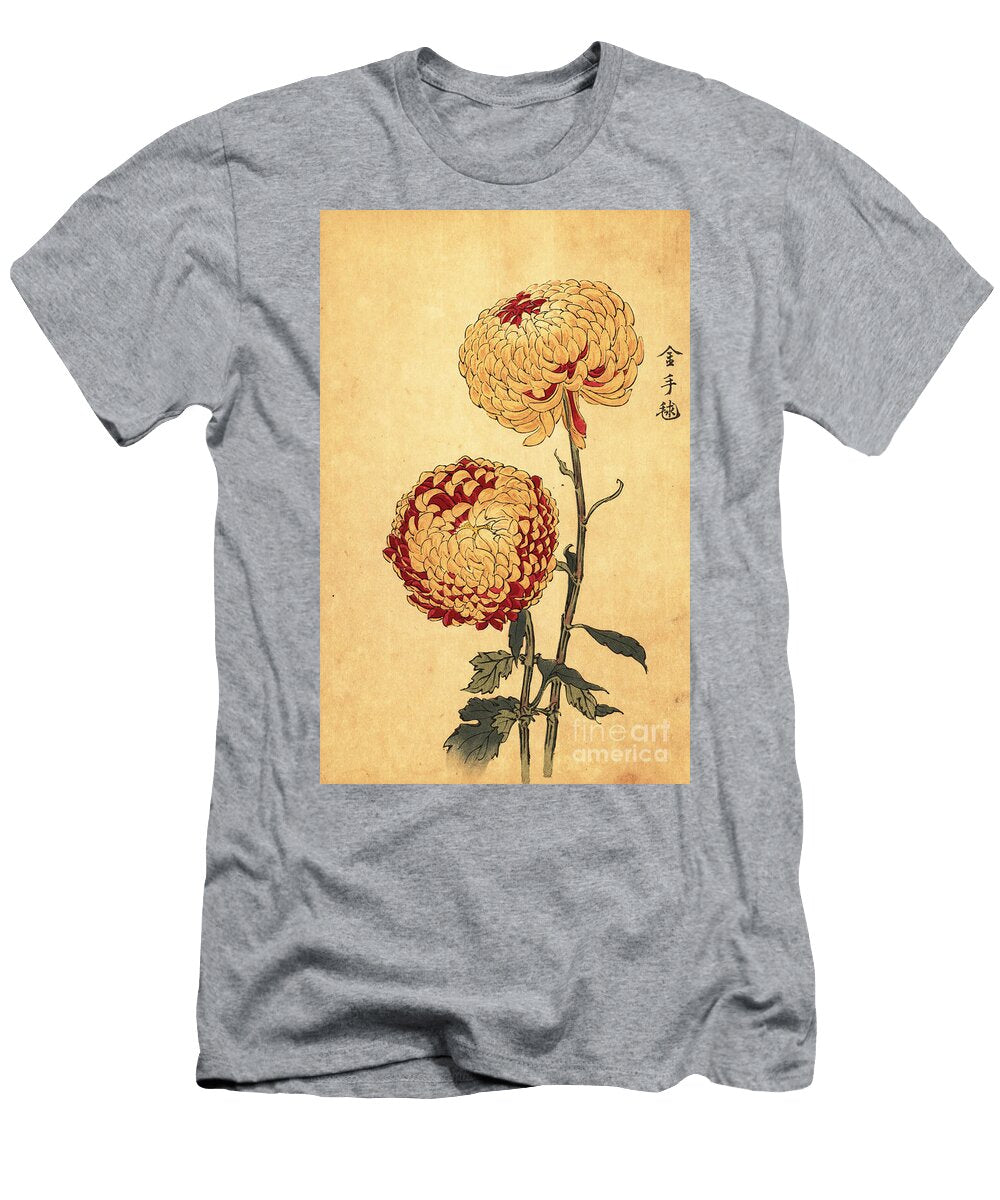 1 Hybrid Yellow and Scarlet Pompon Chrysanthemum Keika Hasegawa T-Shirt