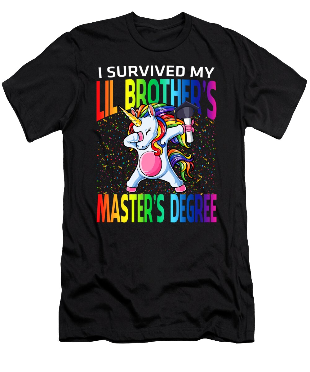 1 I Survived My Lil Brothers Masters Degree Unicorn Graduation Graduate Thepassionshop T-Shirt