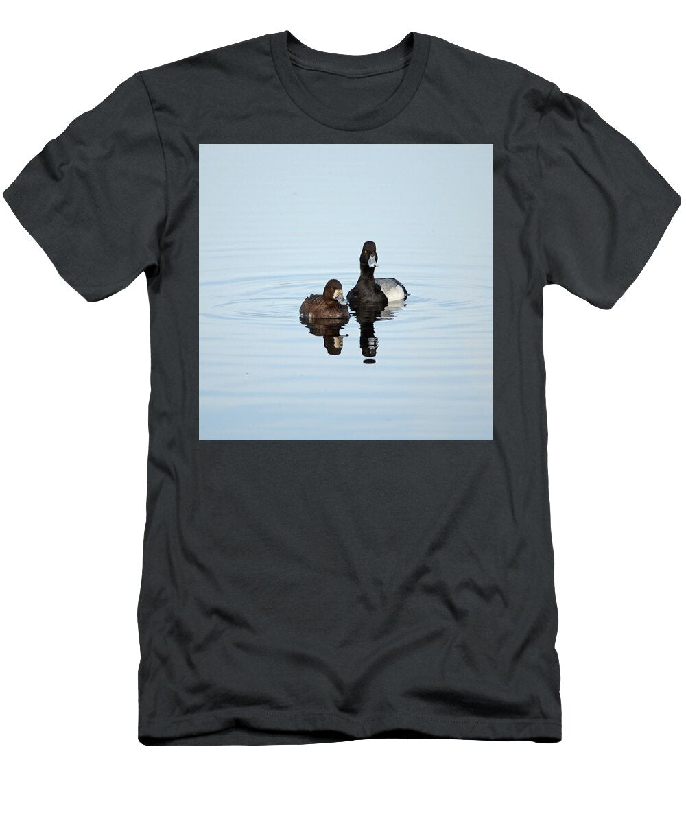 1 Lesser Scaup Drake and Hen Whispering Peaks Photography T-Shirt