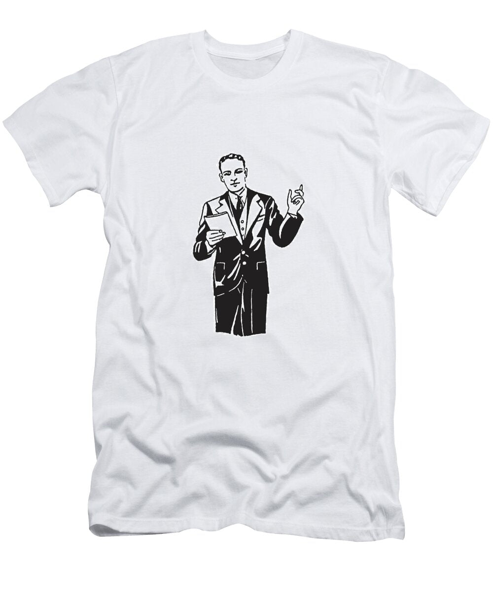 1 Male Speaker in Suit with Notes in Hand Csa Images T-Shirt