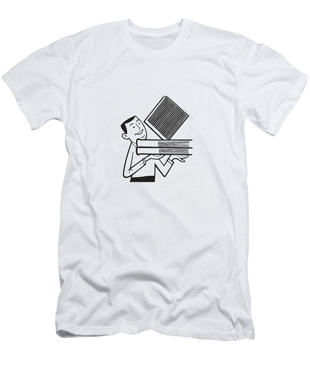 1 Man Balancing One Book on Two Others Csa Images T-Shirt