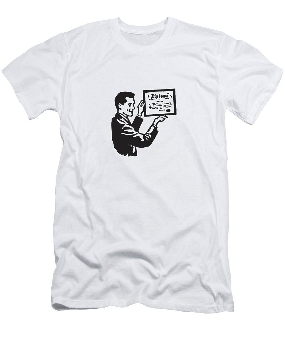 1 Man Holding Up Framed Diploma Csa Images T-Shirt