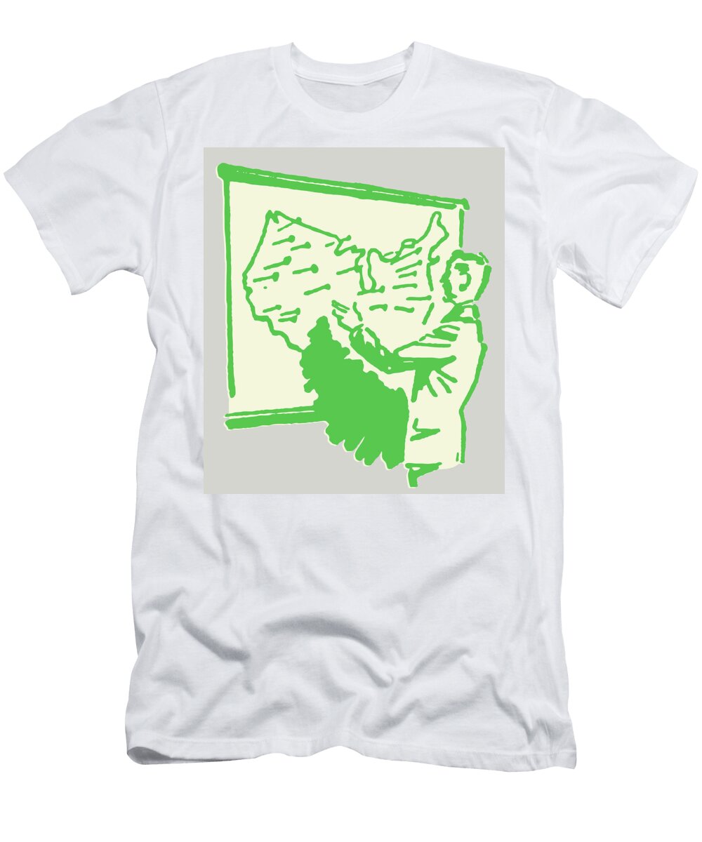 1 Man in Front of and Pointing to Map of USA Csa Images T-Shirt