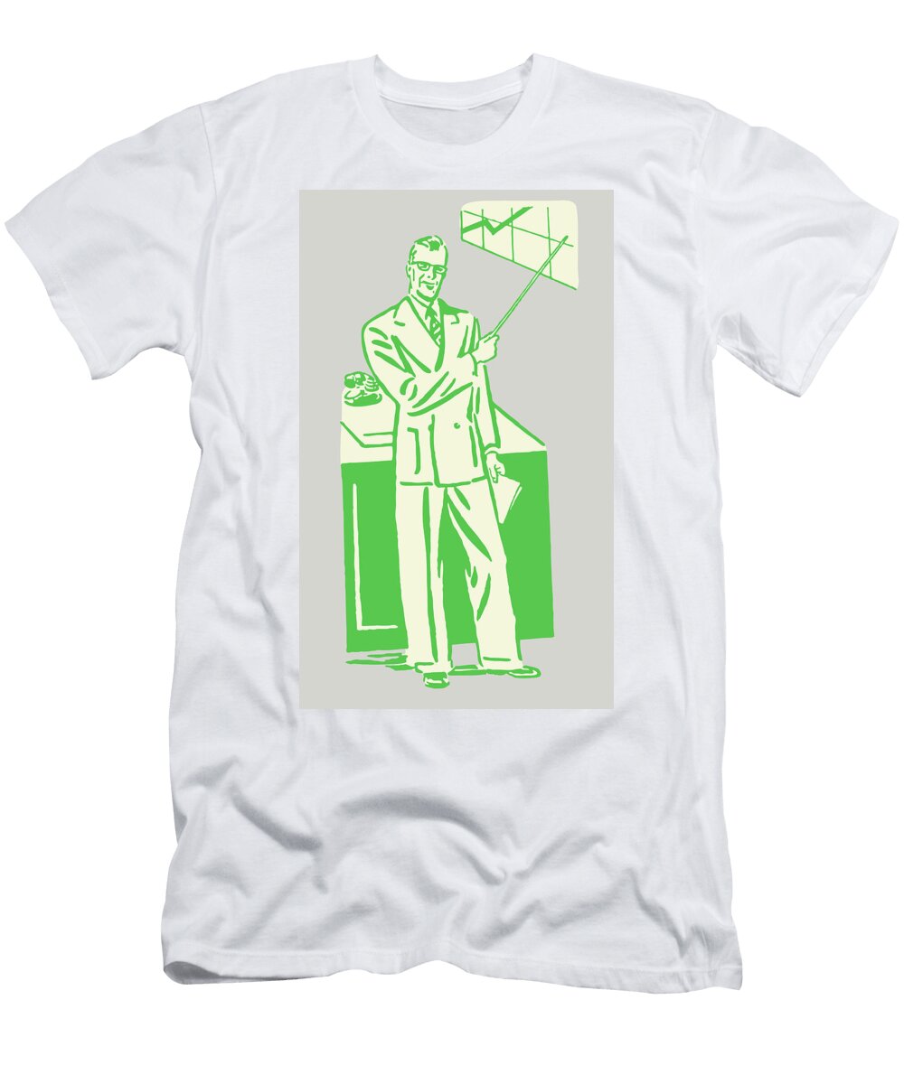 1 Man in Suit Making Presentation and Pointing to Chart Csa Images T-Shirt