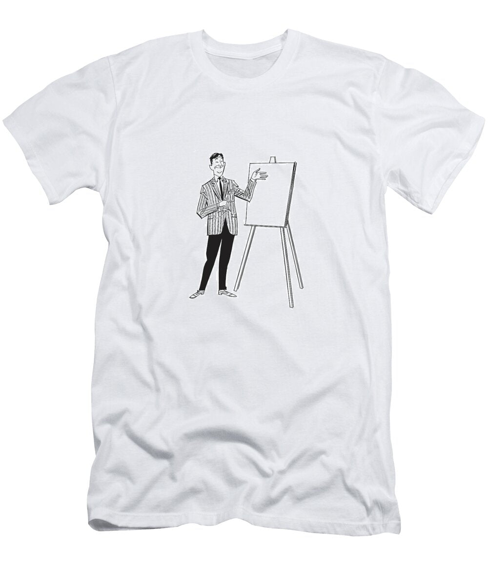1 Man Presenting Blank Page on Easel Csa Images T-Shirt