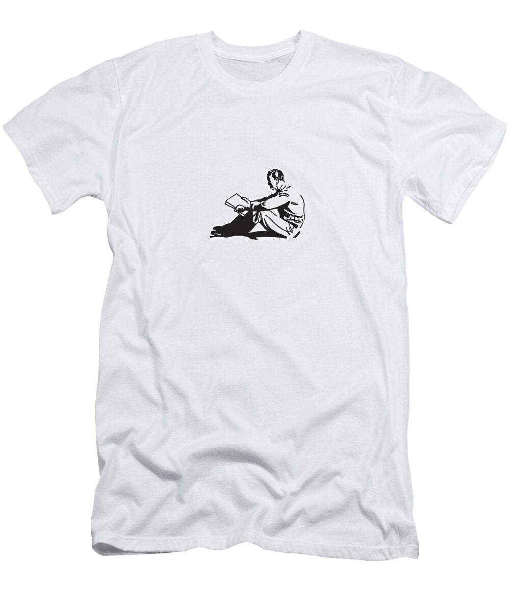 1 Man Reading Papers While Sitting on Floor Csa Images T-Shirt