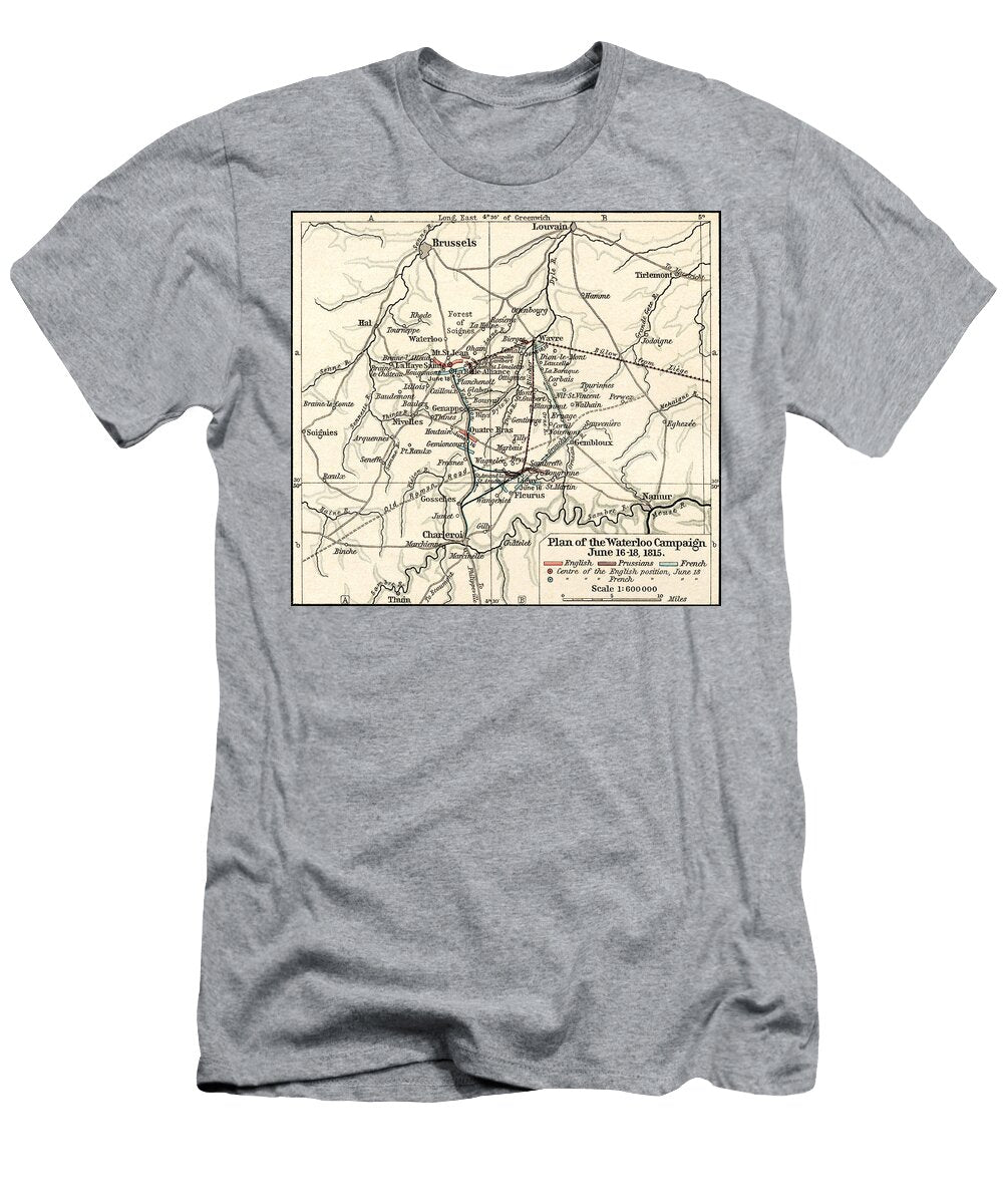1 Map of the Battle of Waterloo English School T-Shirt