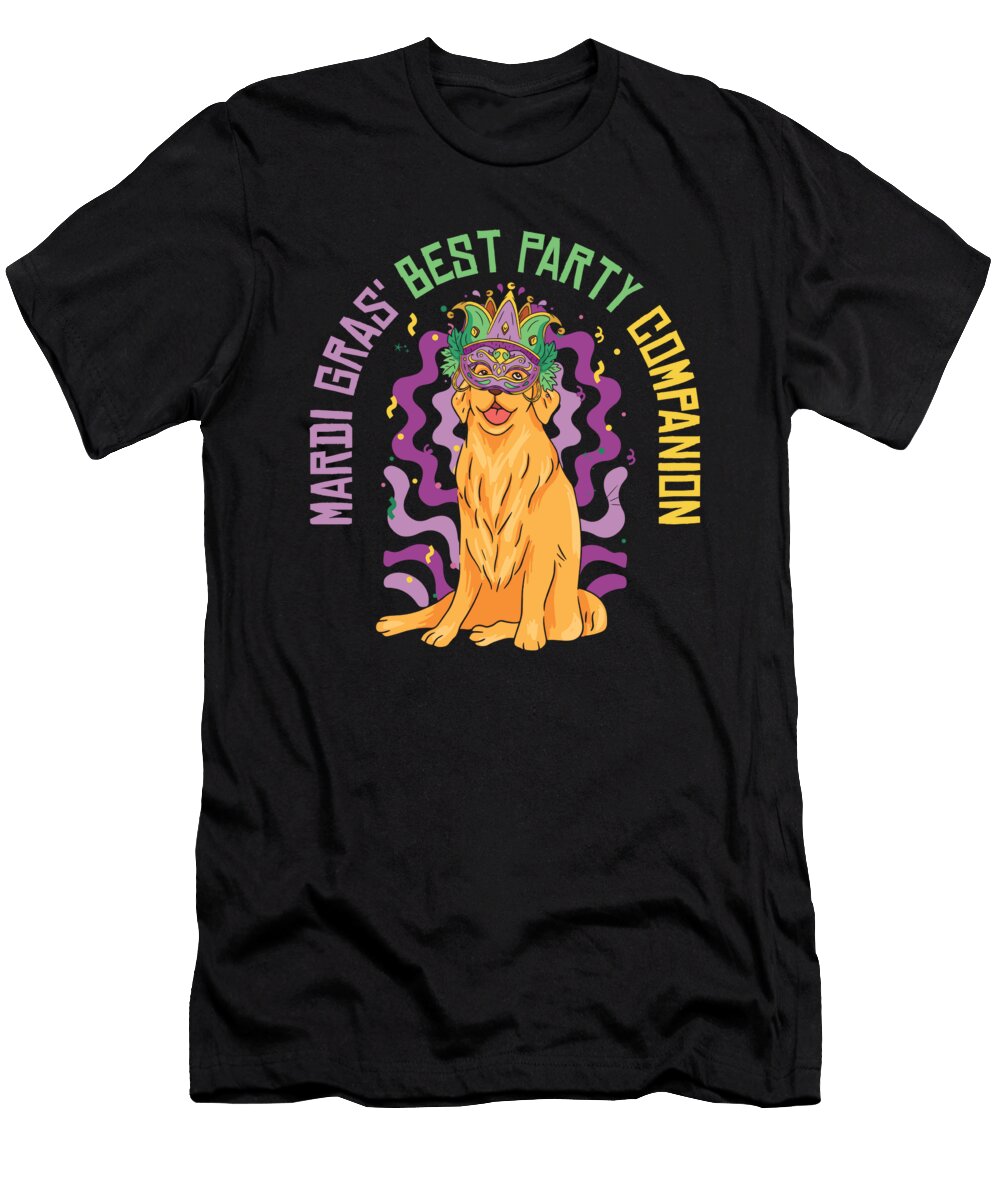 1 Mardi Gras Carnival Golden Retriever Party Costume Toms Store T-Shirt