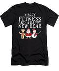 1 Merry Fitness and a Happy New Rear Gym Christmas Workout Maximus Designs T-Shirt