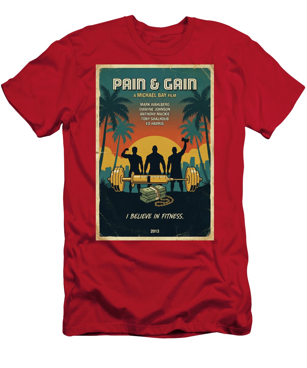 1 Pain and Gain Minimal Movie Poster Retro Film Poster Vintage 2013 Sampadart Gallery T-Shirt