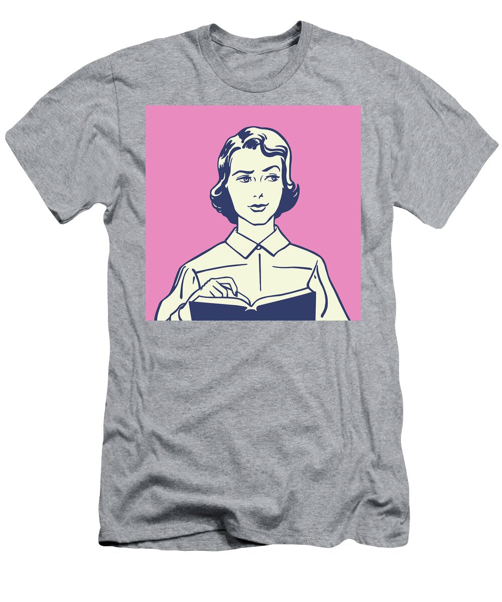 1 Perplexed Woman with Book Csa Images T-Shirt