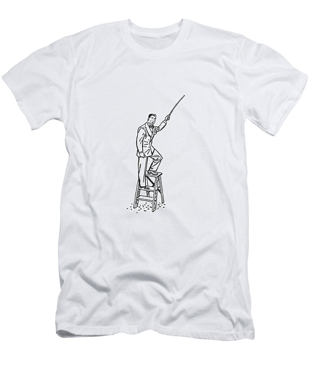 1 Pointing Man in Suit on Ladder Csa Images T-Shirt