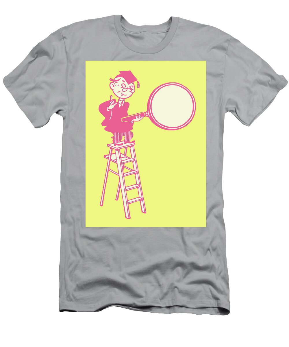 1 Professor Holding Magnifying Glass Csa Images T-Shirt