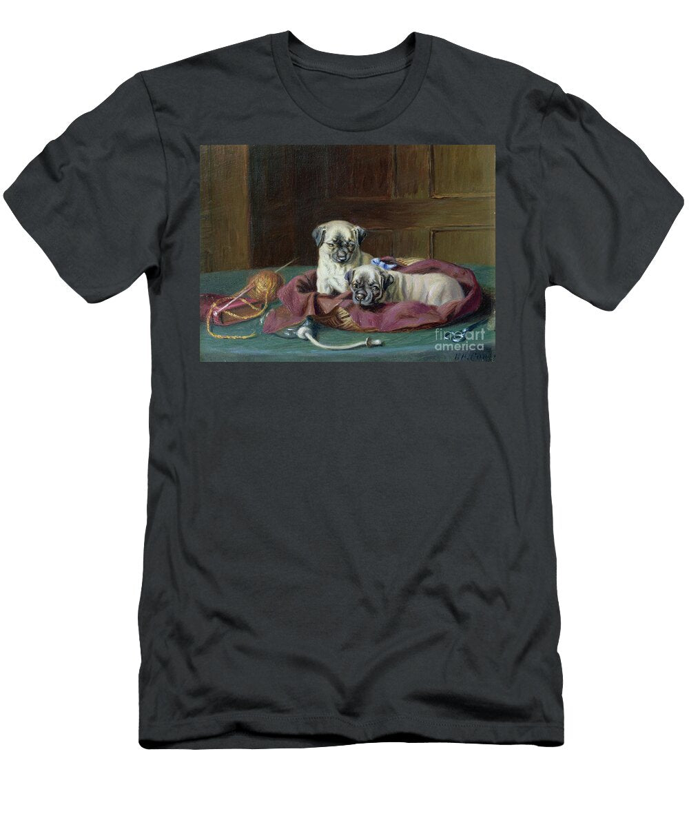 1 Pug Puppies in a Basket Horatio Henry Couldery T-Shirt