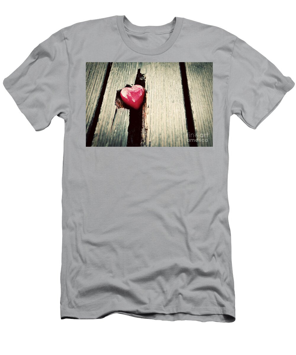 1 Red Heart in Crack of Wooden Plank Michal Bednarek T-Shirt