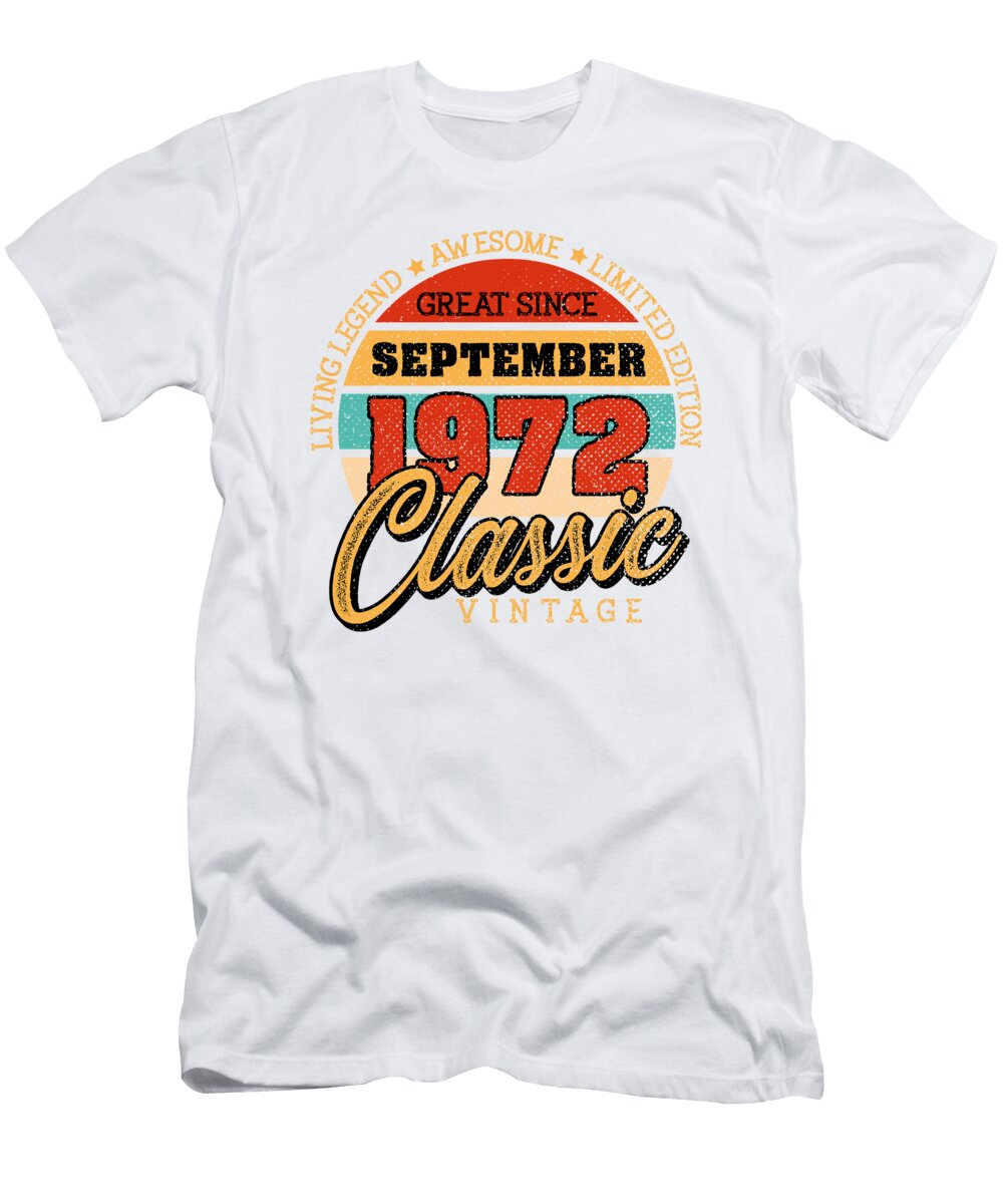 1 Retro 50 Years September 1972 Birthday Vintage Bday Classic Toms Store T-Shirt