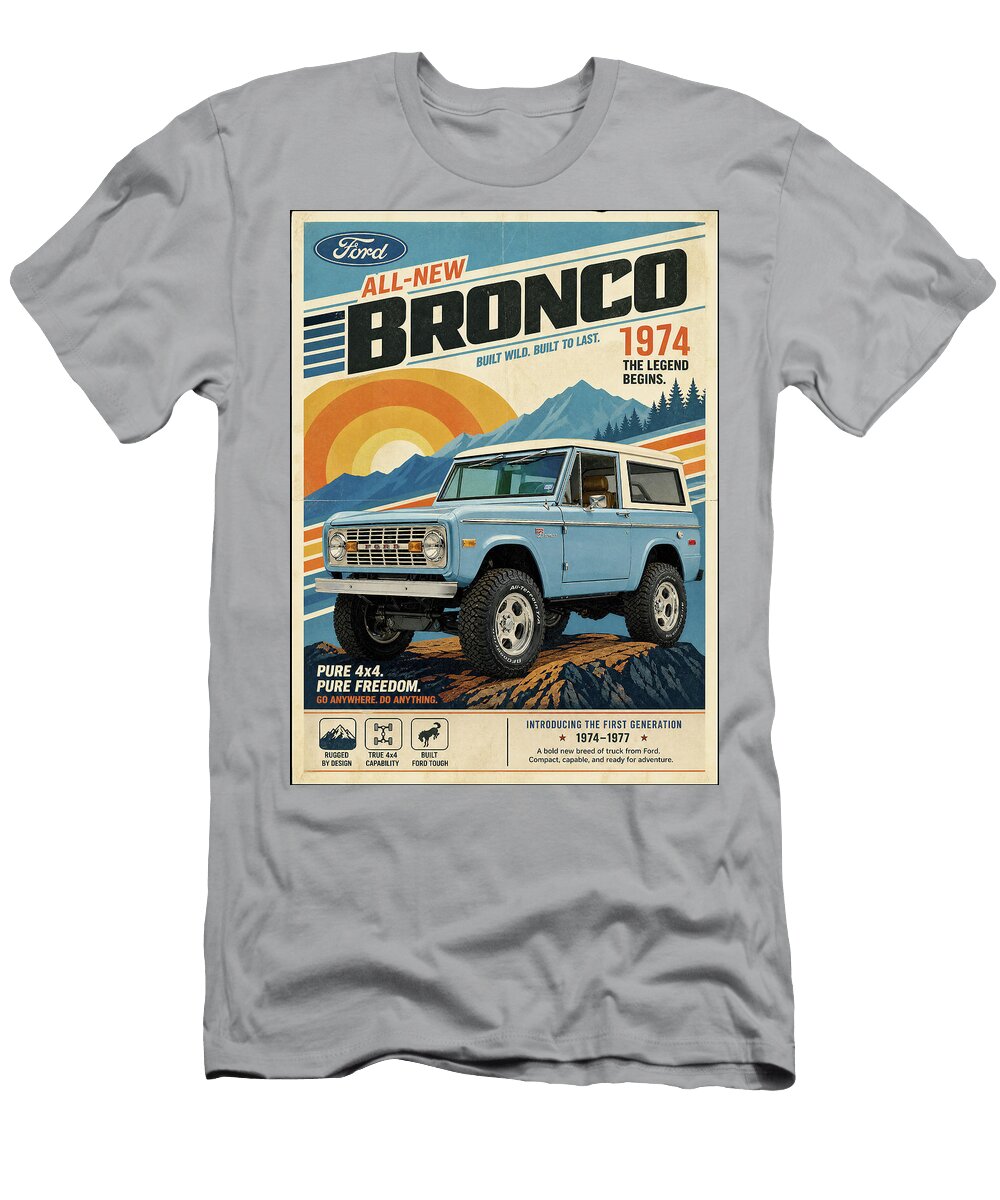 1 Retro Ford Bronco Ad Car Poster Treasure Auto Retro Wall Art Sampadart Gallery T-Shirt