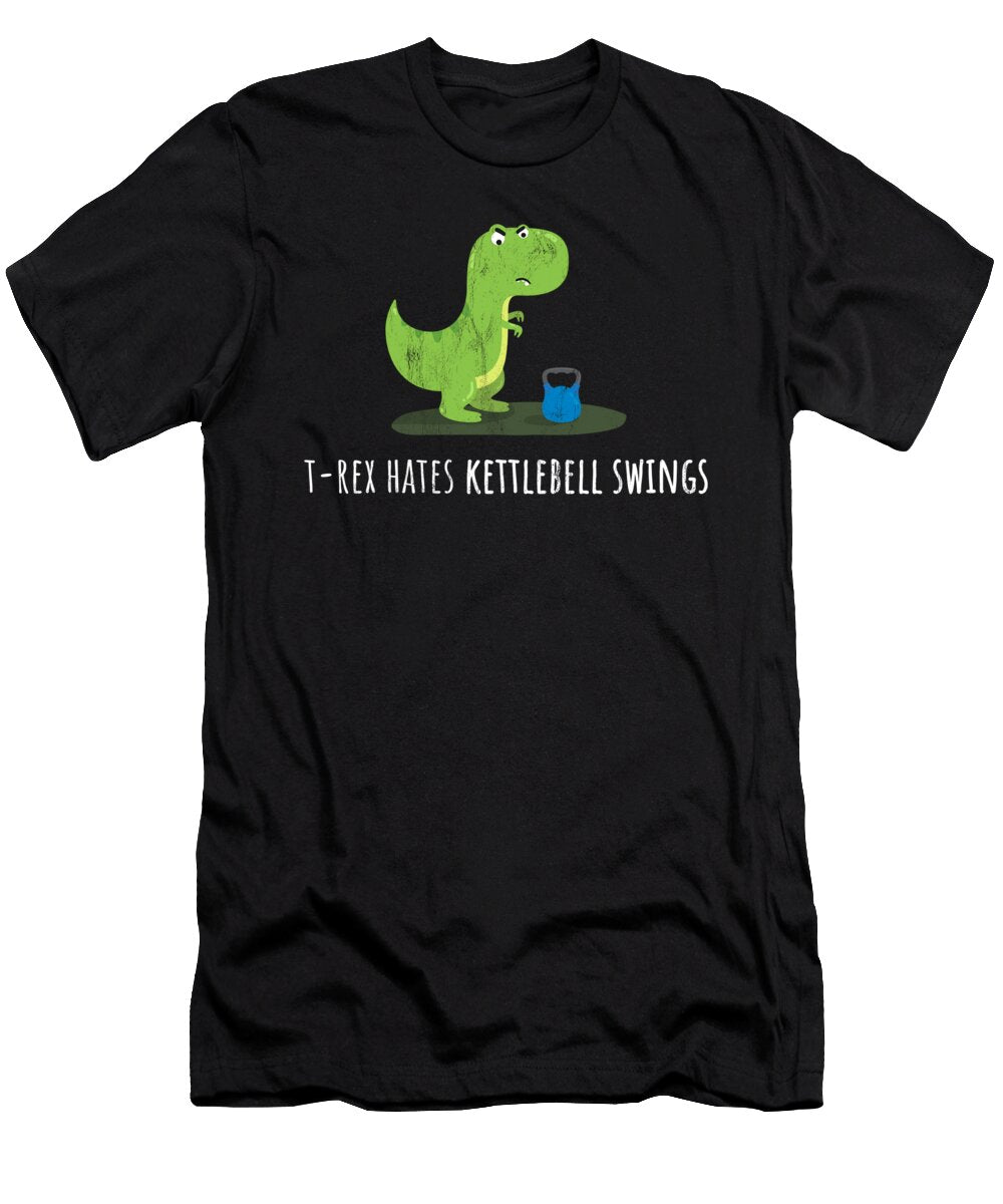 1 Rex Hates Kettlebell Swings Funny Gym Dinosaur Noirty Designs T-Shirt