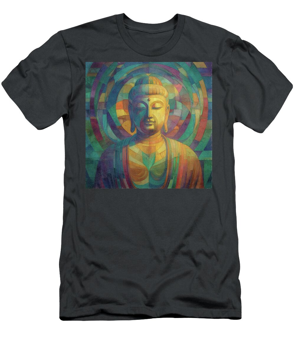 1 Serene Buddha in Abstract Colors Pierre Blanchard T-Shirt