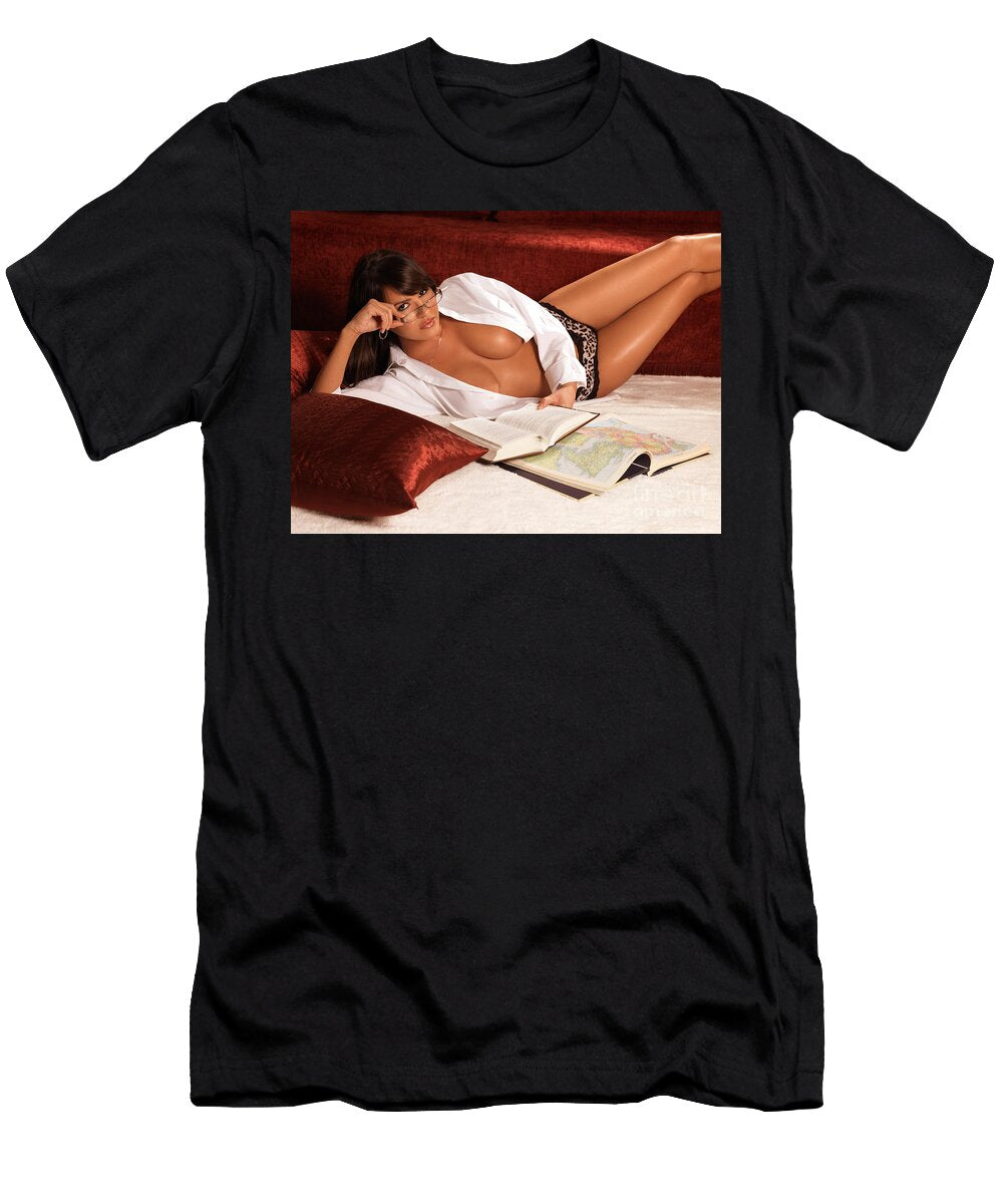 1 Sexy Young Woman with Books Oleksiy Maksymenko T-Shirt
