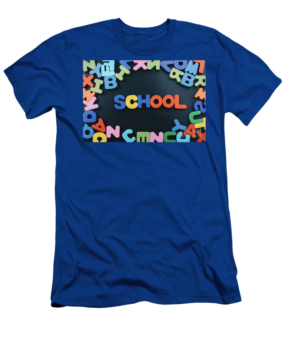 1 Shool Wording and Colorful Letters Made of Wood Turgay Koca T-Shirt