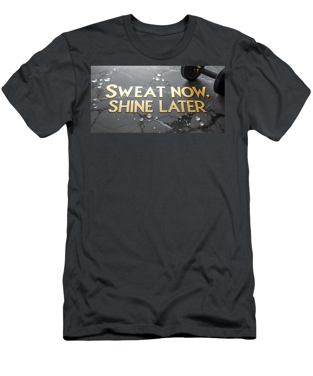 1 Sweat Now Shine Later Poster Gym Motivation Art Fitness Quote Print 8k Workout Room Decor Milan Saberl T-Shirt