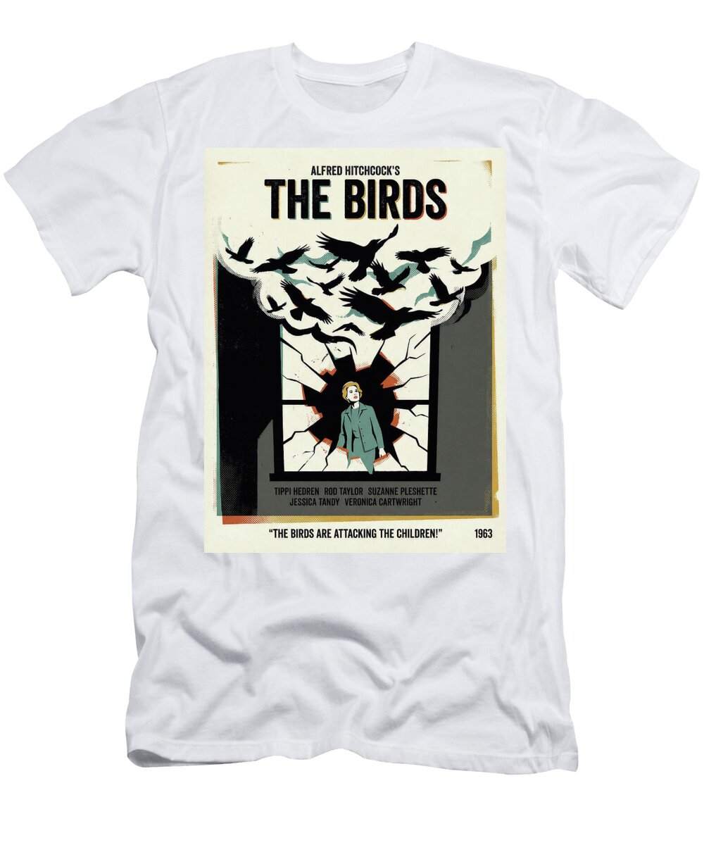 1 the Birds Minimal Vintage Style Movie Poster High Quality 1963 Sampadart Gallery T-Shirt
