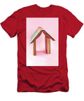 1 Three Vintage Books Arranged in the Shape of a House on Pink Bac Dorin Puha T-Shirt